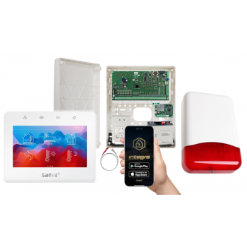 ZESTAW ALARMOWY SATEL INTEGRA 64 + INT-TSG2-W + OPU-3P + AWT682 + 17Ah + INT-GSM LTE + SYRENA TI700